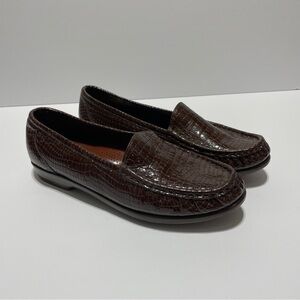 SAS Loafers Women Size 8M Brown Mock Croc Leather Slip On Comfort